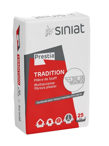 [PLA0001] PLATRE POUR STAFF TRADITION PRESTIA SINIAT SAC DE 25 Kg